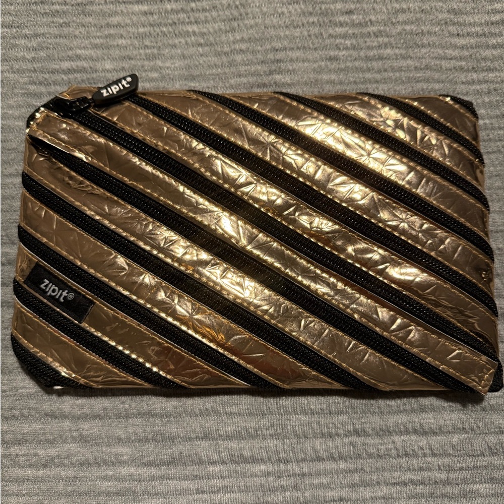 Zipit Gold and Black Cosmetic Bag